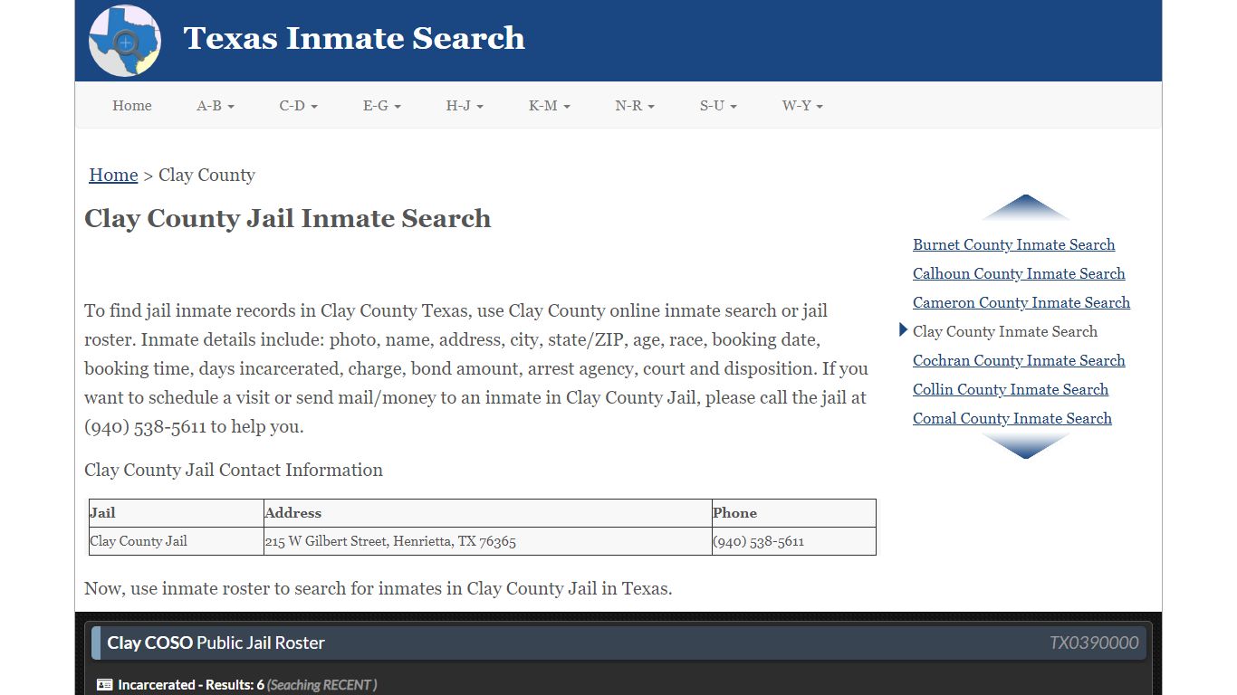 Clay County Jail Inmate Search