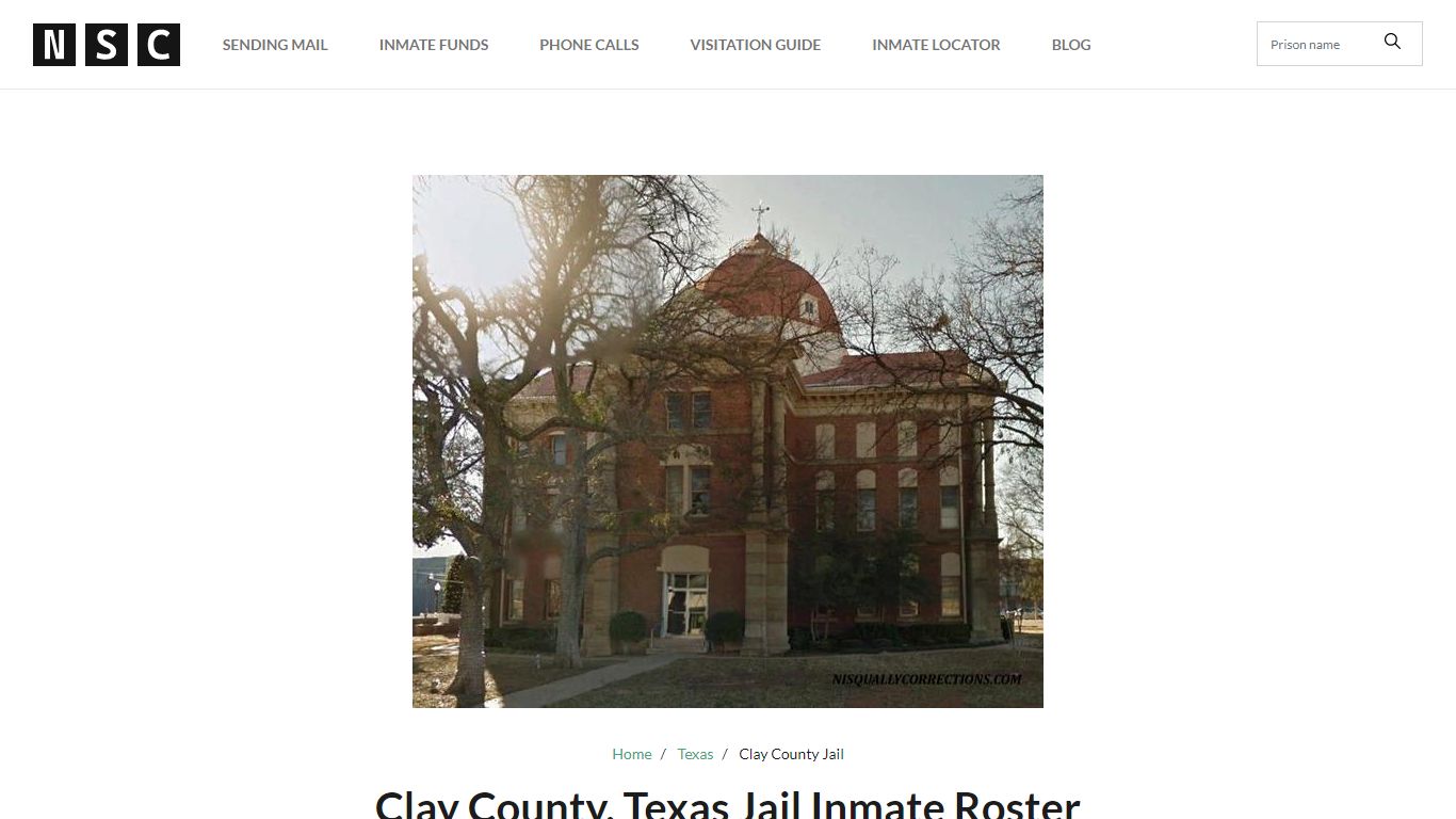 Clay County, Texas Jail Inmate List - Nisqually Corrections